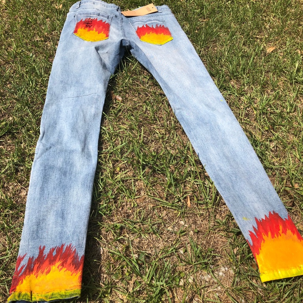 LNC flame jeans
